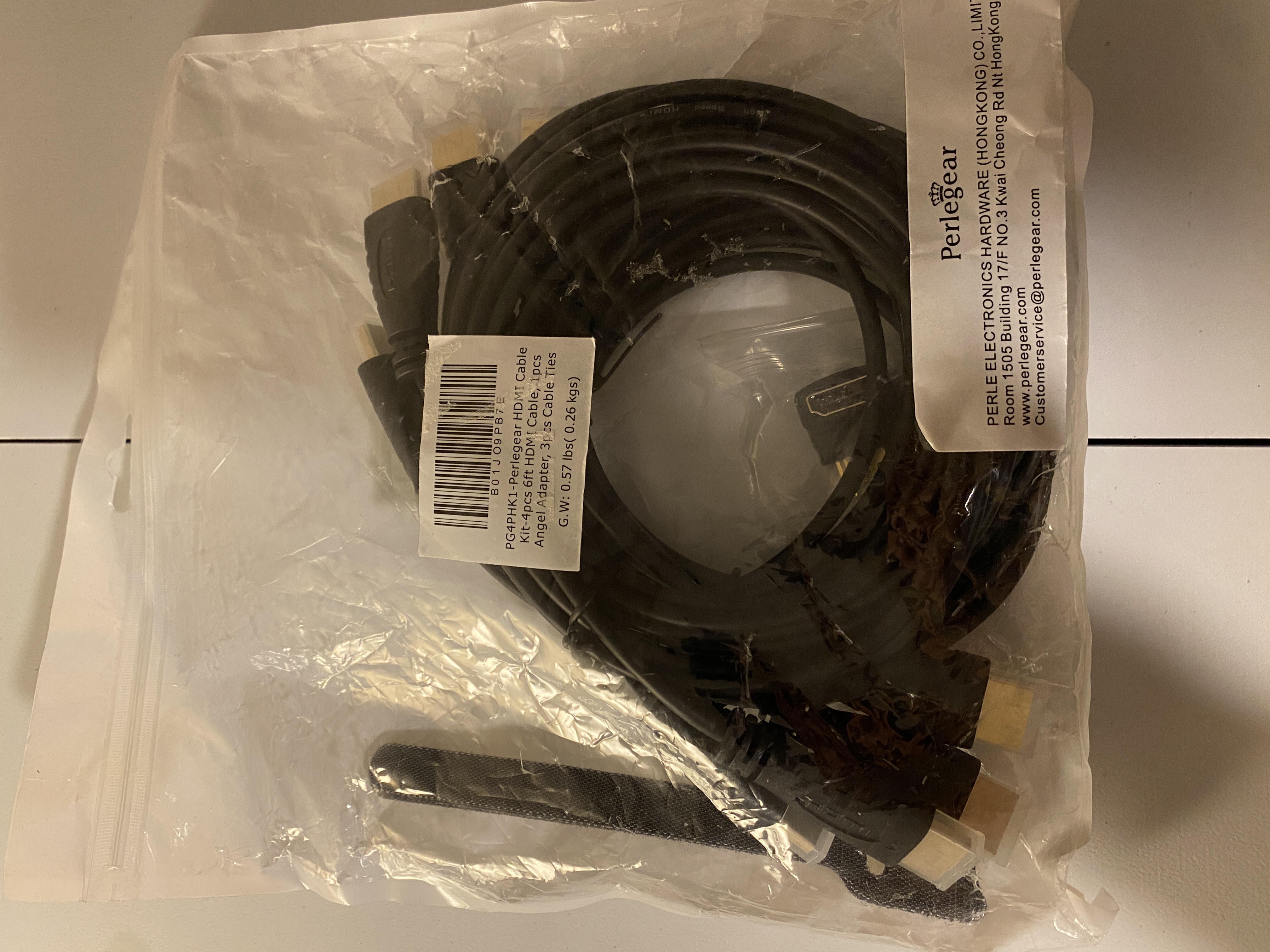 Perlegear HDMI Cable Kit-4pcs 6 ft HDMI Cable, 1 pcs Angel Adapter, 3 pcs Cable Ties